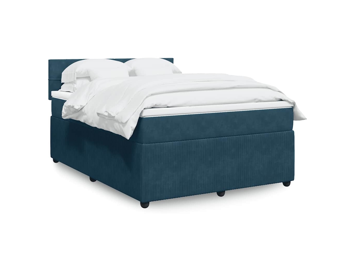 Vidaxl Cama Com Molas/colchão 160x200 Cm Veludo Azul