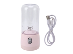 Liquidificador Recarregável Usb Portátil, Rosa, 410ml, Mini Copo Espremedor De 6 Lâminas Para Esportes Viagem