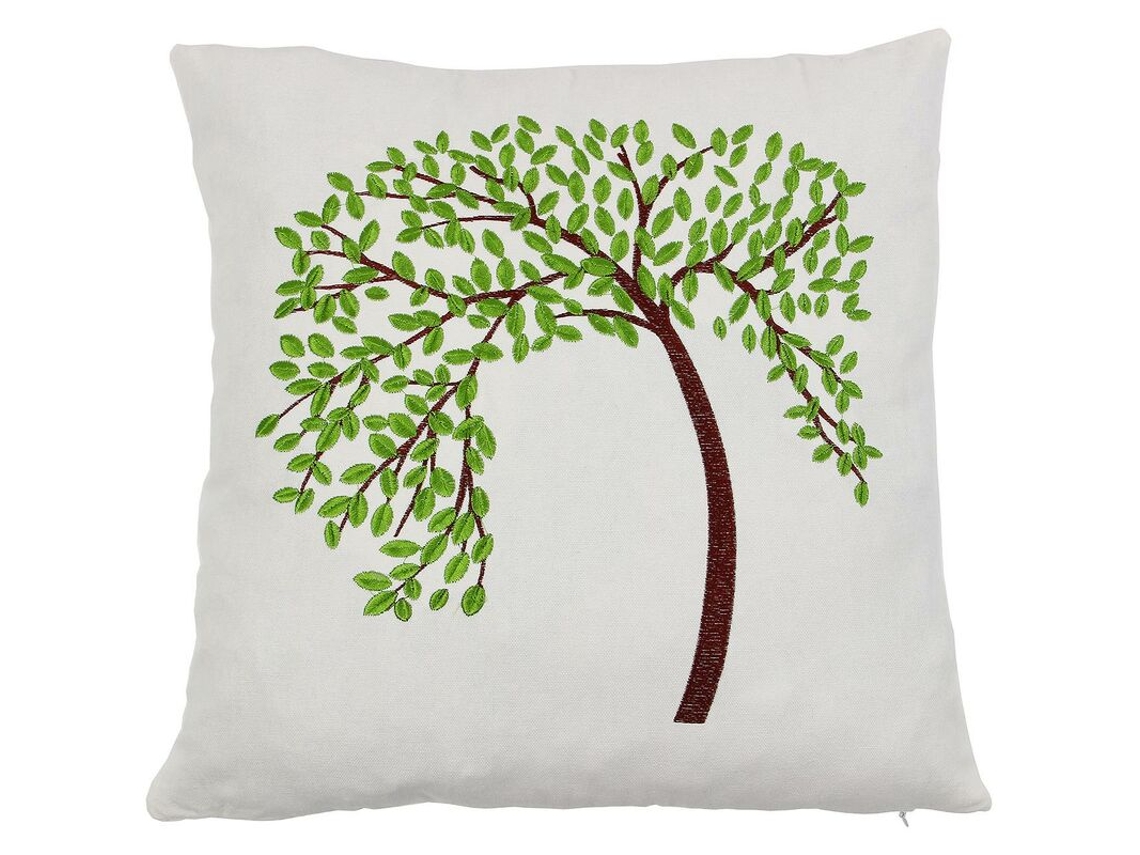 1 Peça 45x45cm Capa De Almofada Com Padrão De Árvore Bordada Decoração De Sofá Cama Travesseiro Decorativo Verde