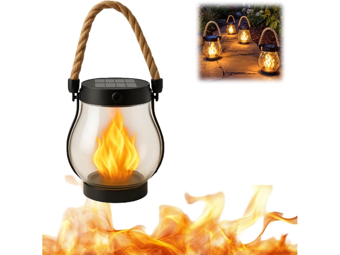 Lanterna Solar À Prova D'água com Efeito de Chama para Jardim e Pátio AQUAFORGE