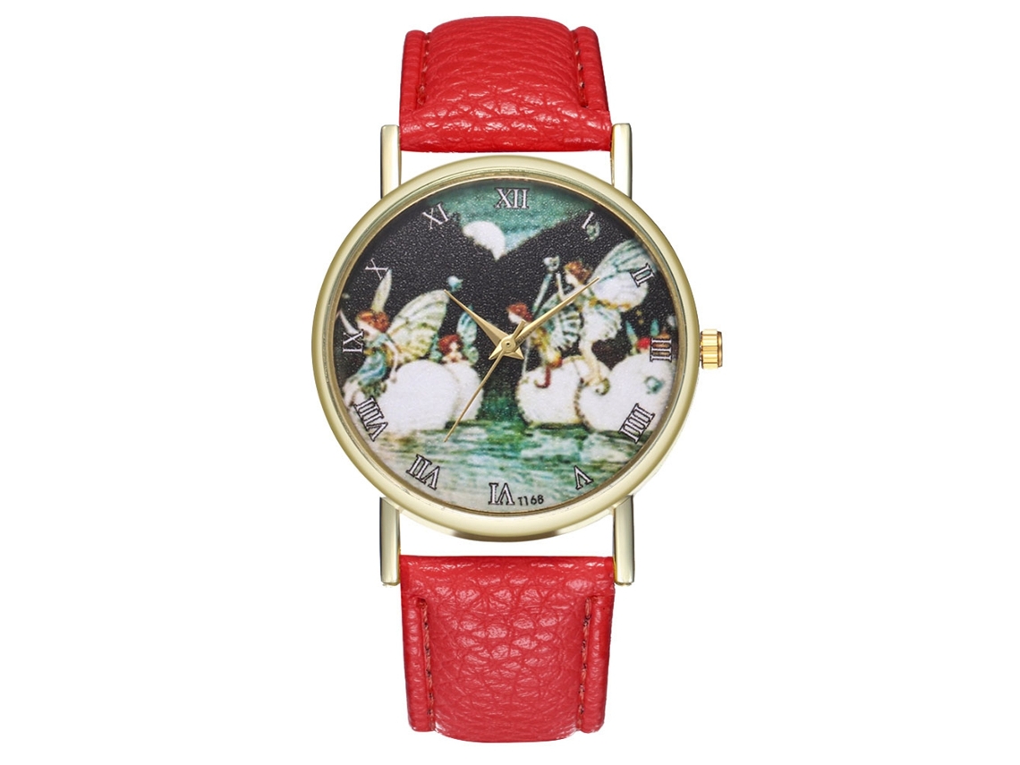 Relógio de pulso feminino Zhoulianfa Student Quartz, vermelho