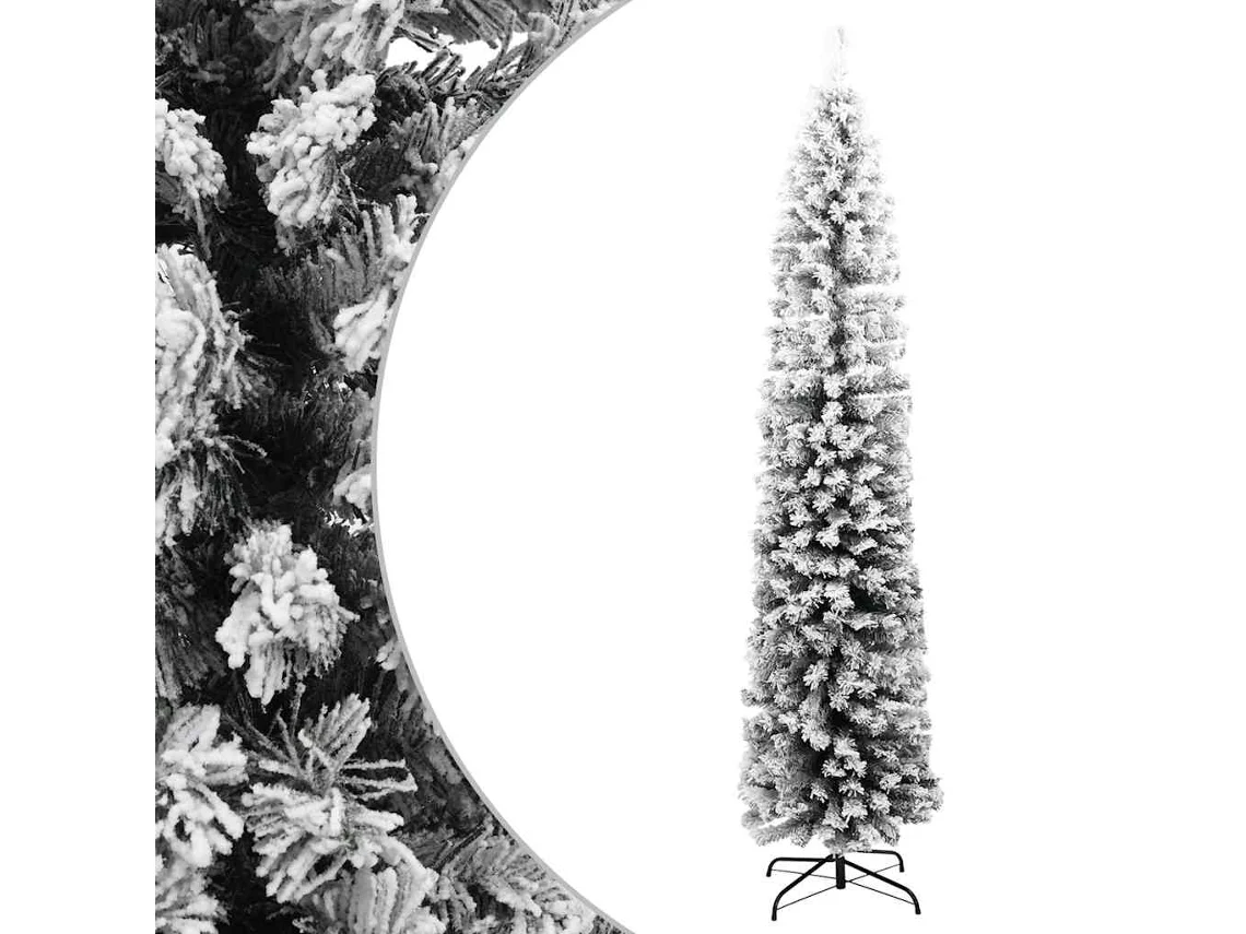 Vidaxl Árvore De Natal Artificial Fina Com Neve 180 Cm Pvc Verde