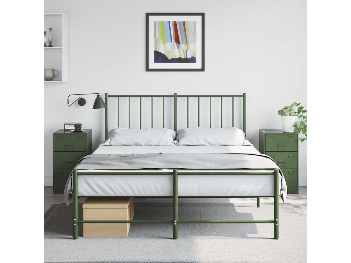 Vidaxl Mesas De Cabeceira 2 Pcs 34,5x39x62 Cm Aço Verde Azeitona