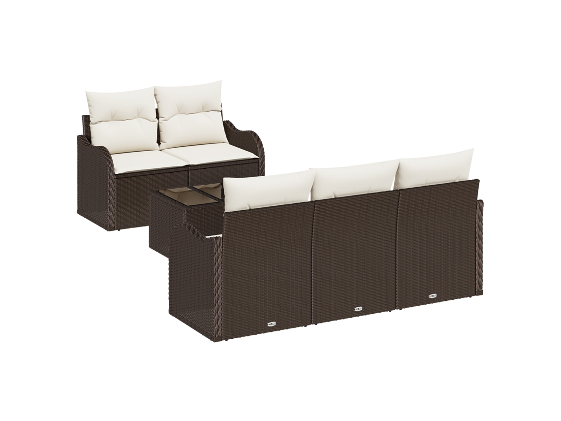 Conjunto 6 Sofá De Jardim Vidaxl Castanho Vime Pe (55 X 55 X 37 Cm)