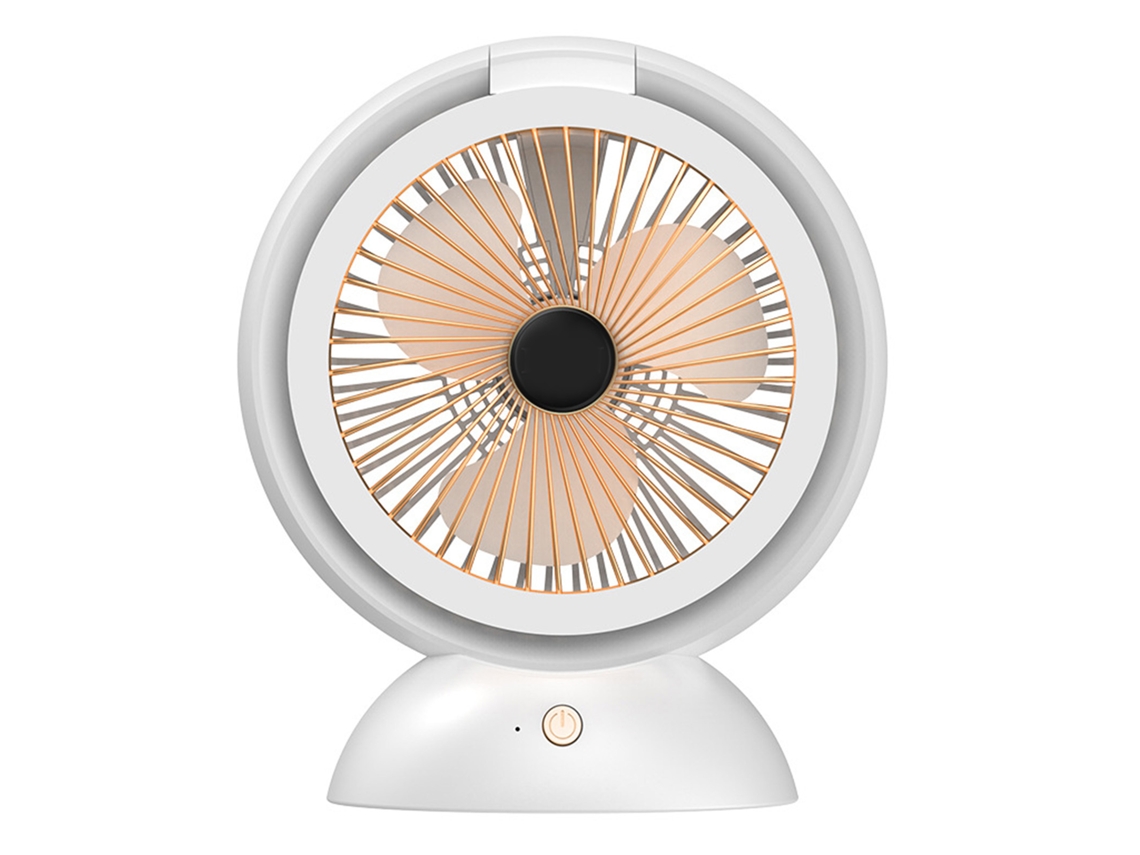 Ventilador de Mesa USB Recarregável com Luz Anel para Dormitório e Casa
