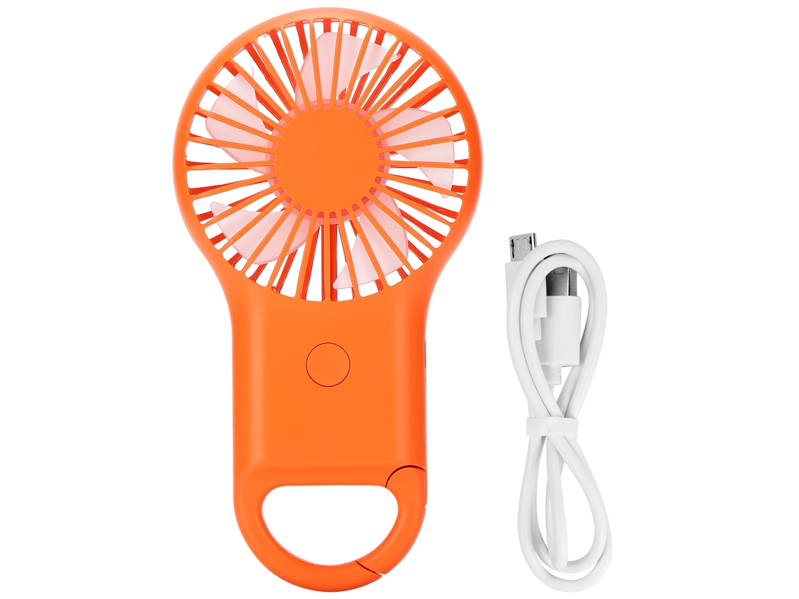 Ventilador Portátil Usb Carregável 3 Velocidades Laranja