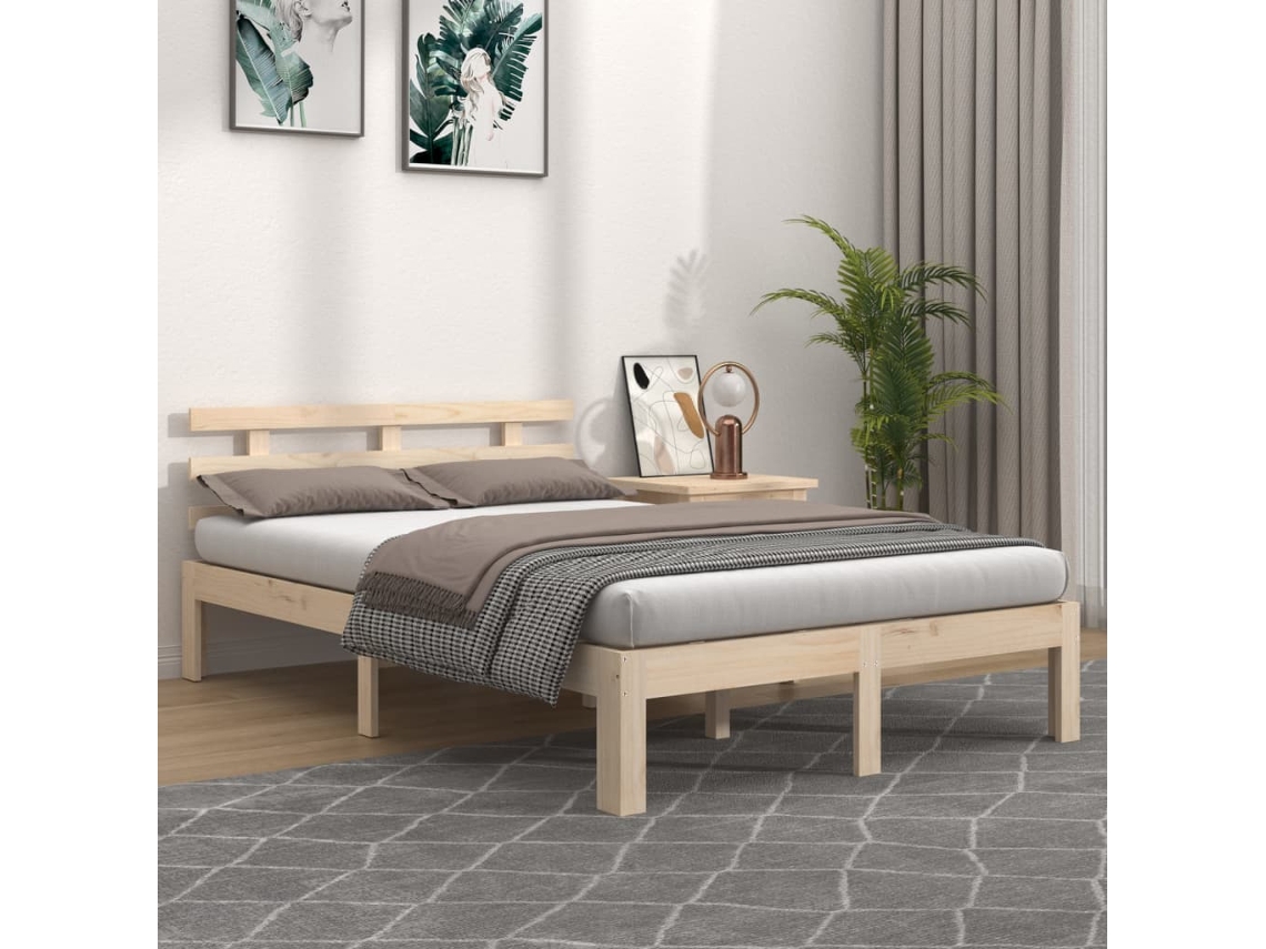 Estrutura De Cama King 150x200 Cm Madeira Maciça