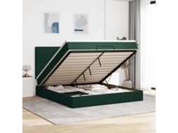 Vidaxl Estrutura De Cama Otomana Com Colchão Verde Escuro Veludo