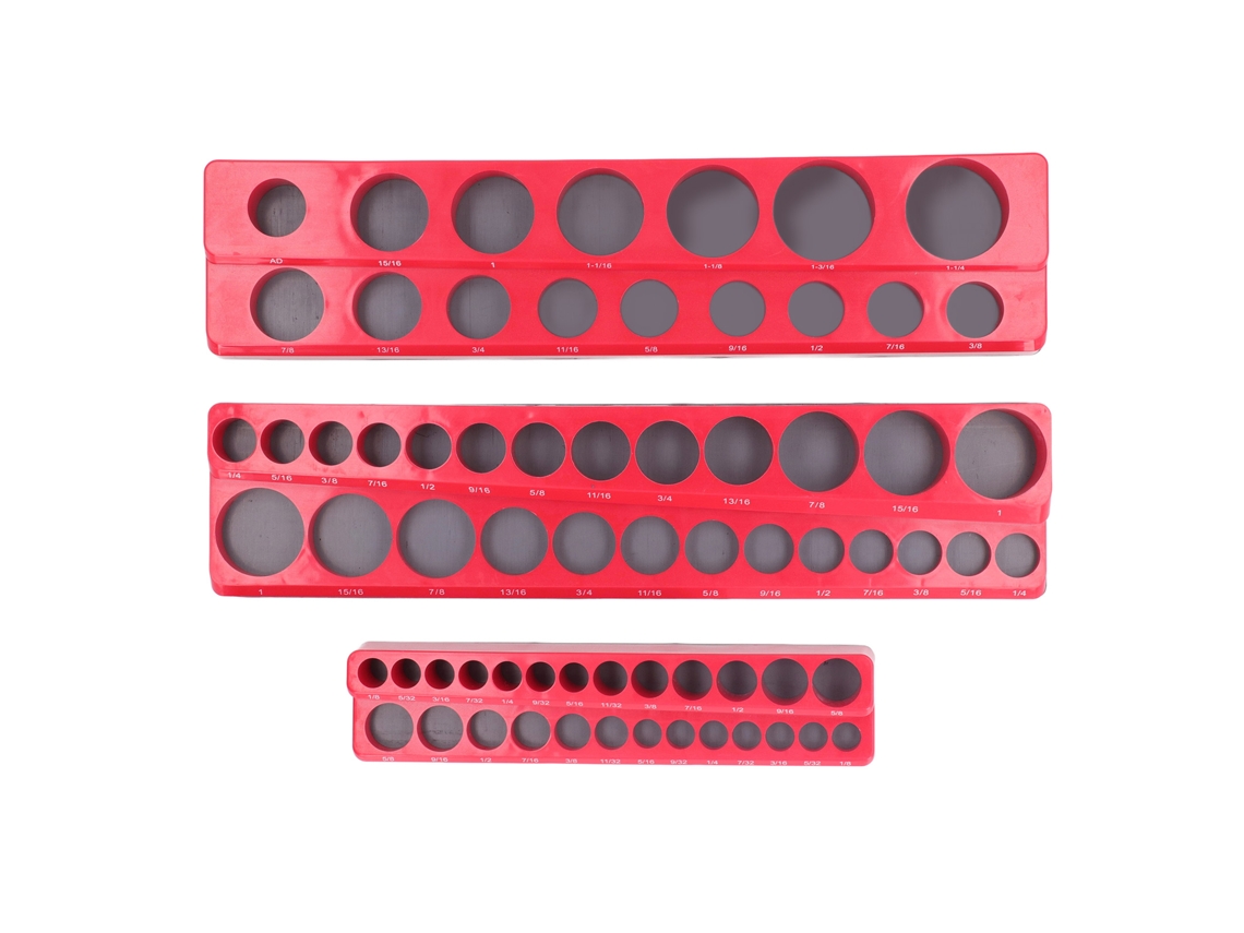 3 Peças De Porta-enchufes Magnéticos Organizador De Enchufes Plástico Para Conectores De 1/4, 3/8 E 1/2 Polegadas Capacidade 68 Peças