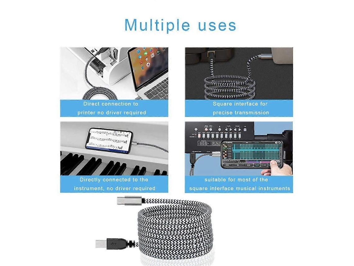 Cabo Lurelia USB-C para USB-B, dados para impressoras, scanners e controladores MIDI.