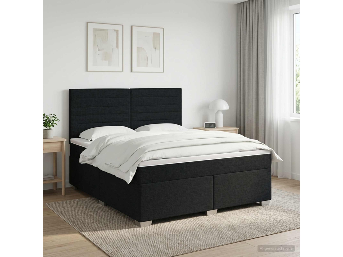 Vidaxl Cama Box Spring Com Colchão Preto 140 X 190 Cm Tecido