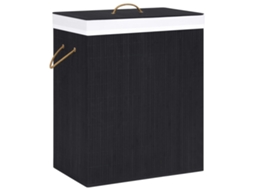 Vidaxl Cesto Para Roupa Suja C/ Secção Única 83 L Bambu Preto