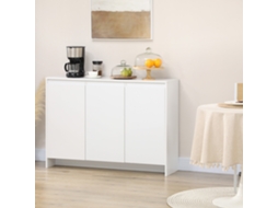 Móvel Aparador com 3 Portas Prateleiras Ajustáveis ​​e Suporte Fecho Suave para Televisores 120x35x85 Cm Branco