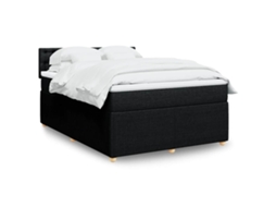 Vidaxl Cama Com Molas/colchão 140x200 Cm Tecido Preto