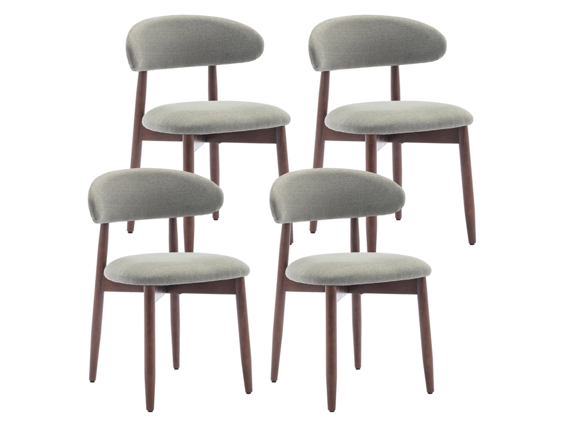 Smartue Conjunto De 4 Cadeiras De Jantar Estofadas Com Pernas De Madeira, Estilo Escandinavo, Verde