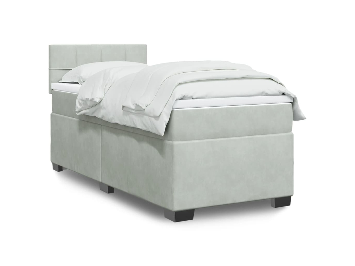 Vidaxl Cama Com Molas/colchão 90x190 Cm Veludo Cinza-claro