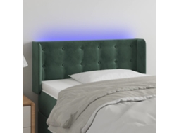 Cabecero con luces LED Terciopelo 93x16x78/88 cm Verde Oscuro