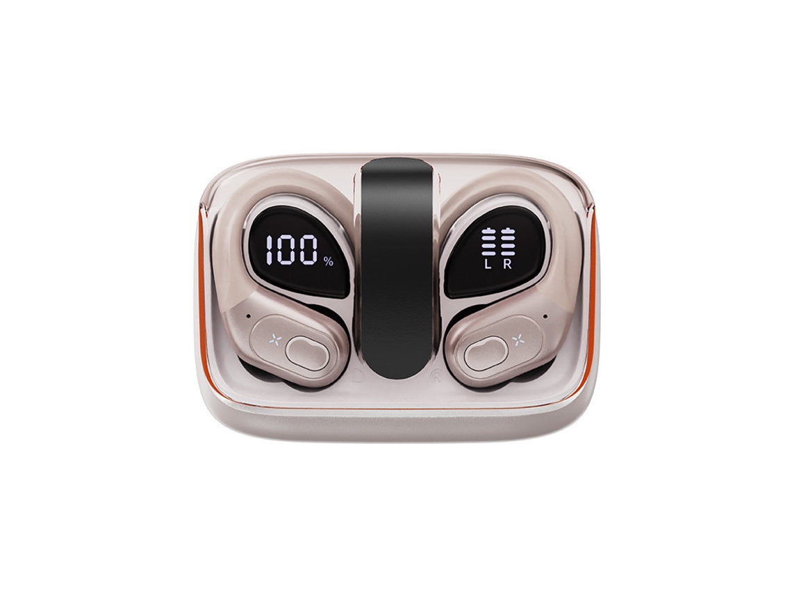 Auriculares Sem Fio Telão Digital Led Redução Ruído YIZHOOD Bluetooth Dourado