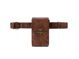 2026-bolsa De Cintura Medieval Vintage De Cuero Marrón Com Estojo Para Telefone E Porta Objetos Pequenos