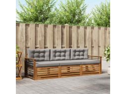 Vidaxl Conjunto De Sofás Para Exterior 3 Unid. Cinza Natural E Claro