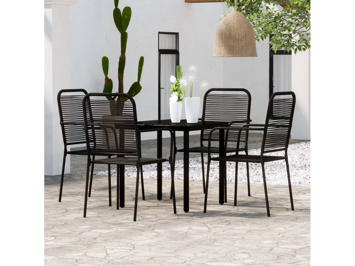 Vidaxl 5 Pcs Conjunto De Jantar Para Jardim Preto