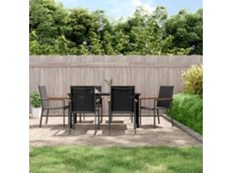 Vidaxl 7 Pcs Conjunto de Jantar para Jardim Textilene e Aço Preto