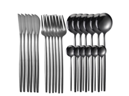 Conjunto De Talheres De Aço Inoxidável 24 Peças Para Restaurante Familiar Preto Yunzii