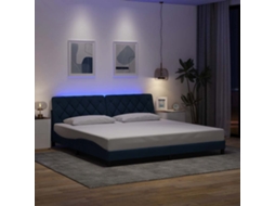 Vidaxl Estrutura De Cama Com Led Sem Colchão 200x200 Cm Tecido Azul