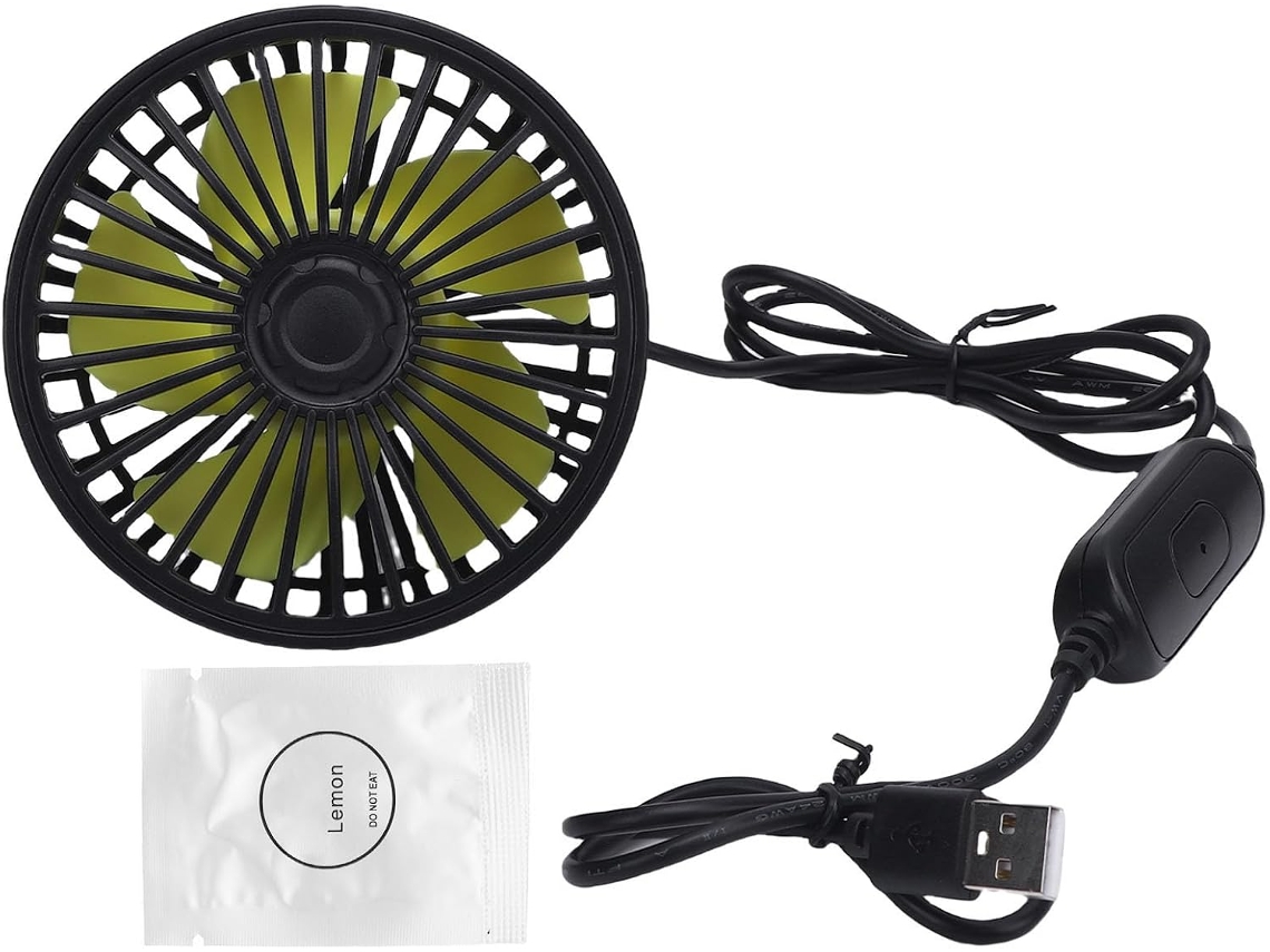 Ventilador Portátil Usb Para Banco Traseiro De Carro Com 3 Velocidades E Cabeça Giratória 360°, Ventilador Silencioso