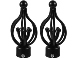 Ponteiras Decorativas Para Varão De Cortina, 28 Mm, Em Ferro Forjado Preto Fosco, Jogo De 2 Peça Gokoco