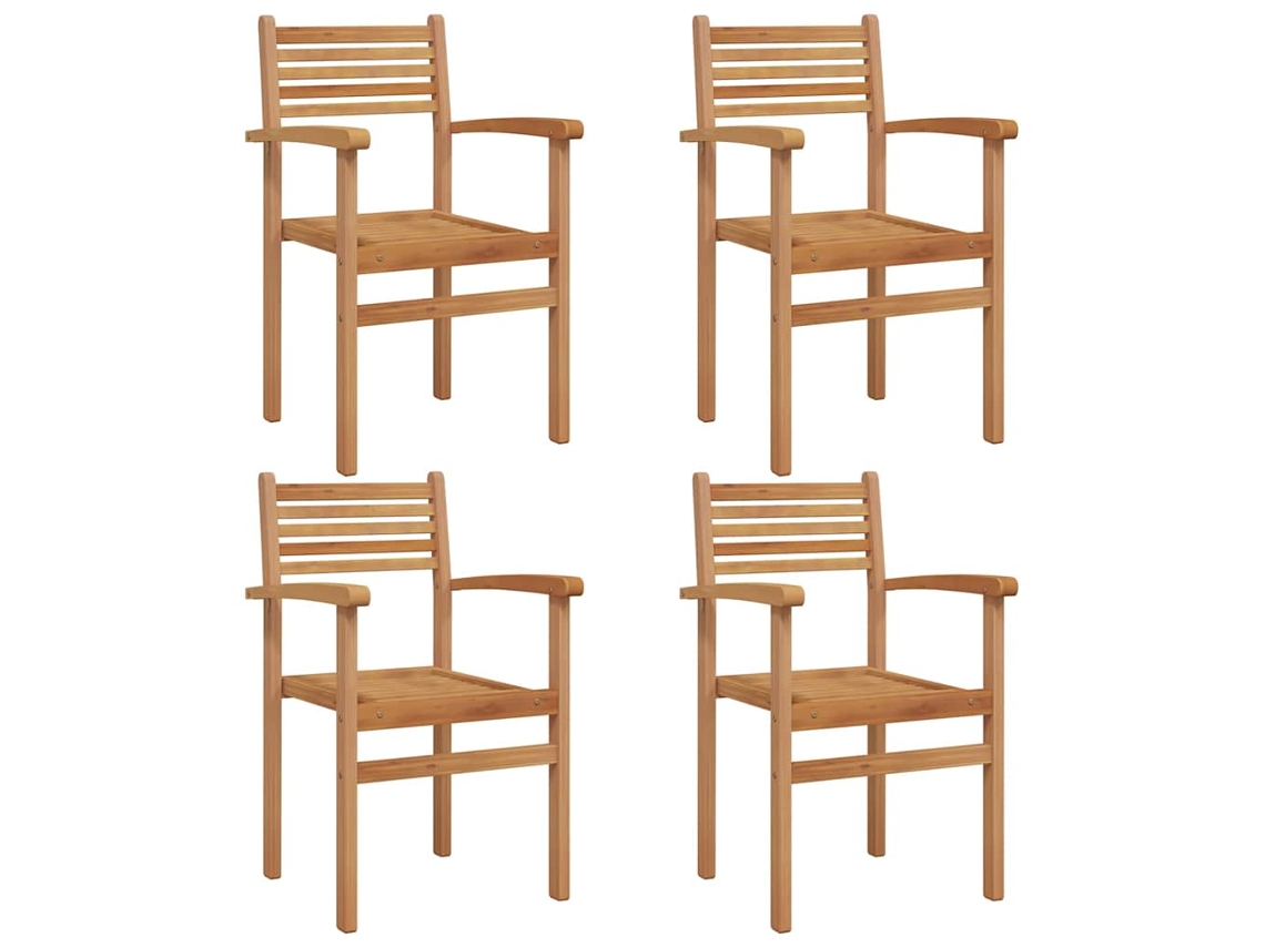 Conjunto 4 Cadeira Para Exterior Vidaxl Castanho Madeira De Teca Maciça (56 X 55 X 90.5 Cm)