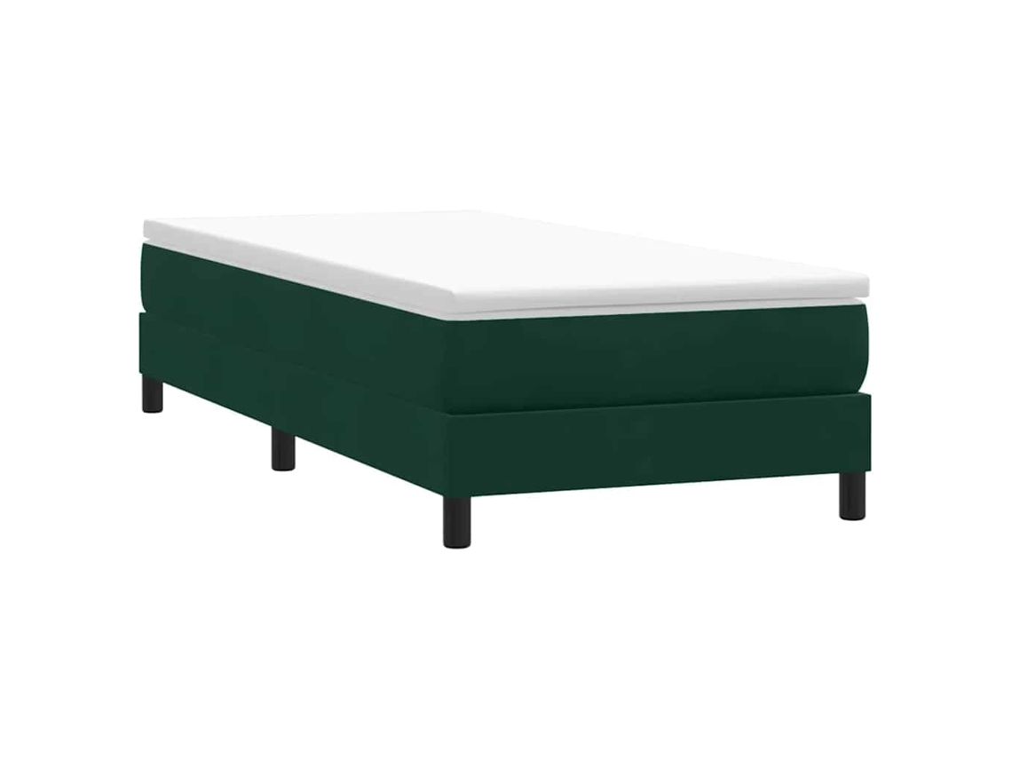 Vidaxl Box Cama De Primavera Sem Colchão Verde Escuro 90x210 Cm Veludo