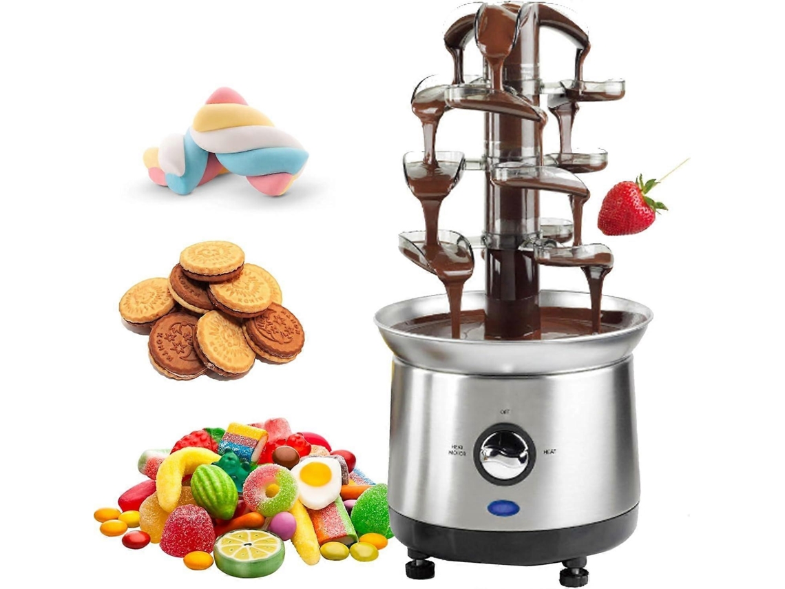 Fonte De Chocolate Elétrica De 4 Níveis Com Controle Duplo De Temperatura Para Queijo E Molho Barbecue.