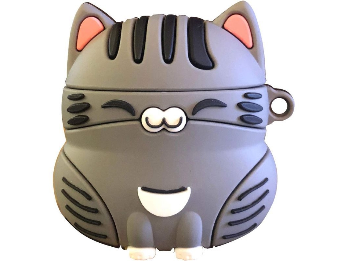 2026 capa para Airpods 1/2, Estilo Gato Fofo com Gancho Cinza