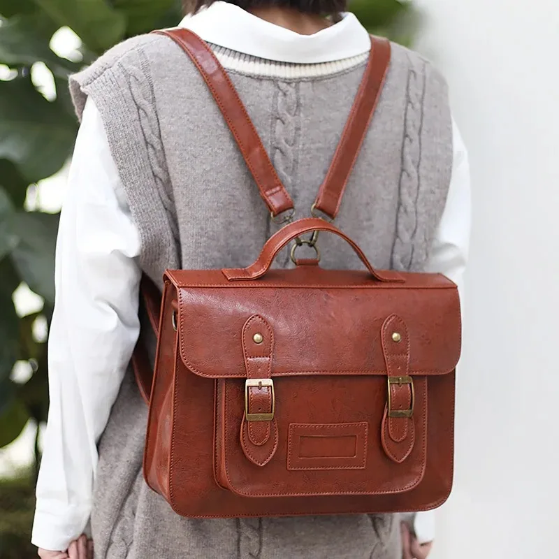 (marrom, 32×26×8 Cm) Nova Mochila Feminina, Bolsa Multifuncional De Grande Capacidade, Feita De Couro Pu.