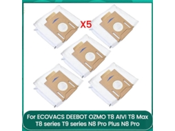Conjunto De 5 Sacos Para Aspirador Pó Ozmo T8, T8, N8, N8 Pro E T9 Pro. Tuotuo