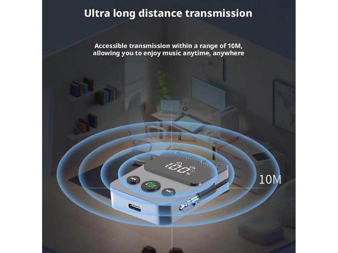 Transmissor E Receptor Bluetooth 5.3 Com Adaptador Auxiliar E Tecnologia A2dp