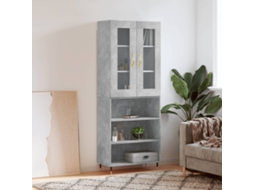 Vidaxl Armário Alto 69,5x34x180 Cm Derivados De Madeira Cinza Cimento
