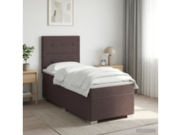 Vidaxl Cama Box Spring Com Colchão Marrom Escuro 80 X 200 Cm Tecido