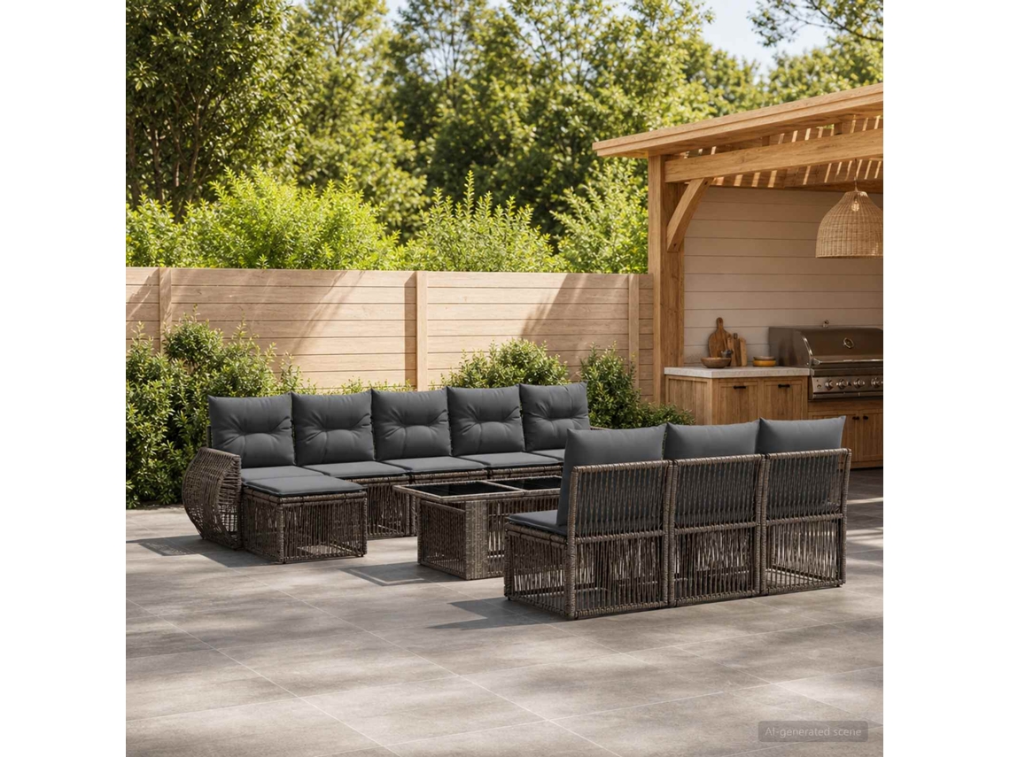 Vidaxl Conjunto De Sofá De Jardim 11 Unid. Cinza E Cinza Escuro