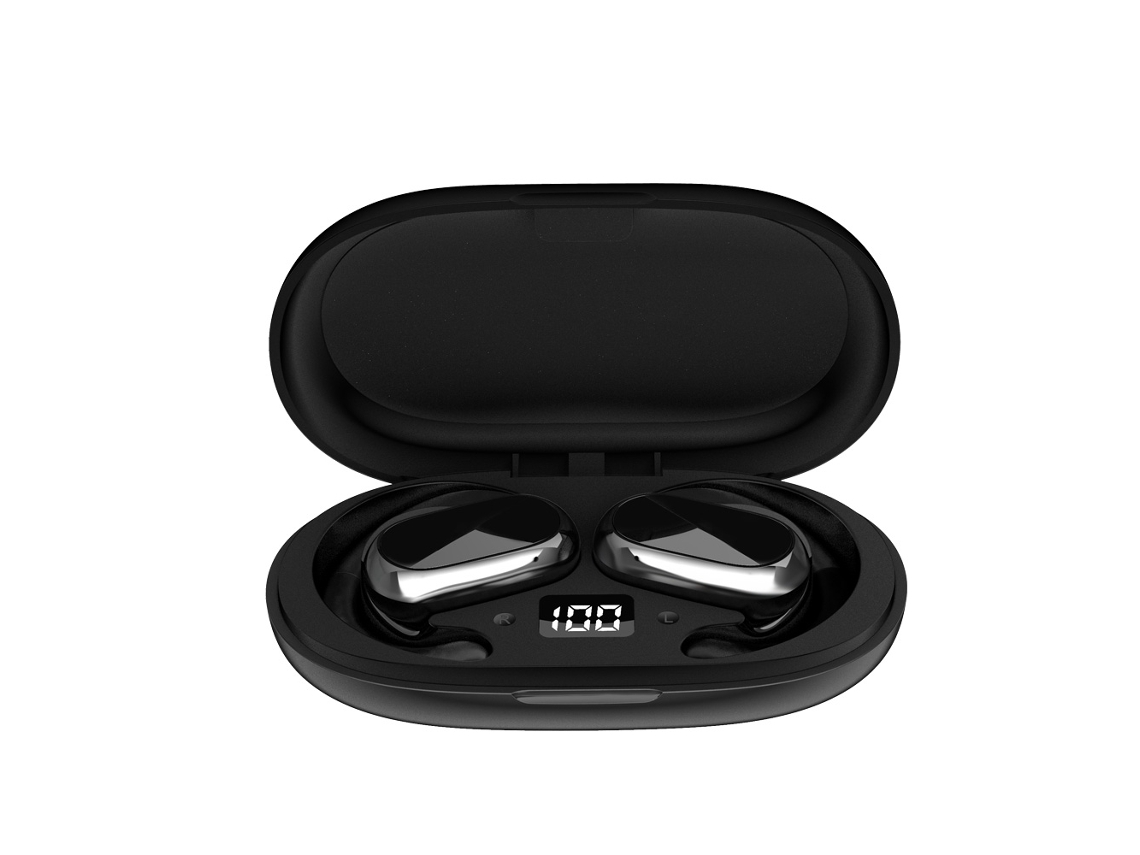 Fones de Ouvido Sem Fio, Microfone, Alto falantes Abertos, Bateria com Duração de 48 Horas. MDUG (preto)