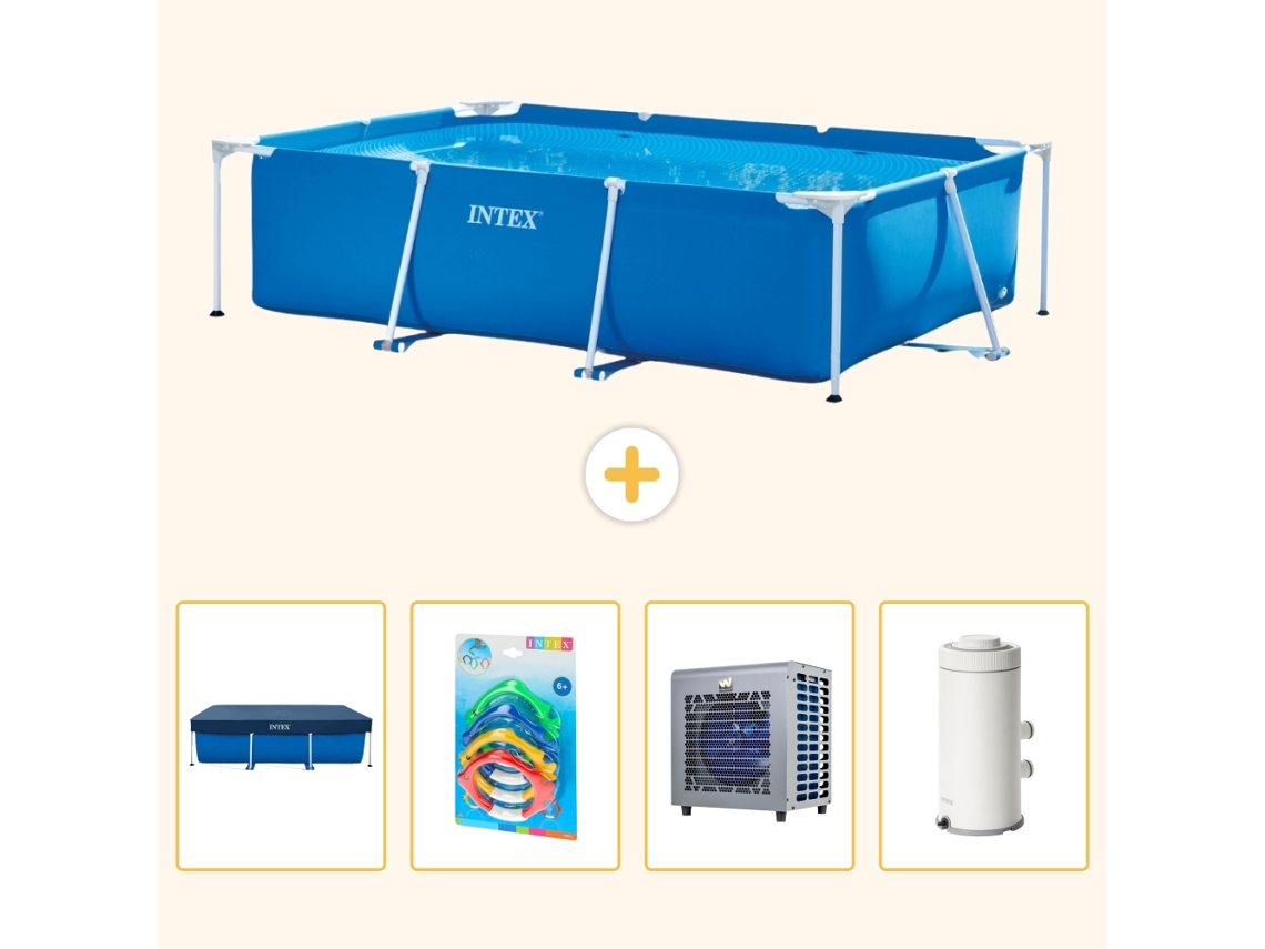 Intex Piscina Com Estrutura Retangular - 300x200x75 Cm - 5-peças S164