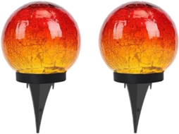 Conjunto De 2 Luminárias Solares Em Formato De Bola Para Decoração De Jardim Externo, Com Vidro Rach Gokoco