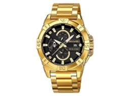 Relógio De Pulso Masculino Skmei 2399 Com Três Mostradores, Pulseira De Aço E Mecanismo De Quartzo.
