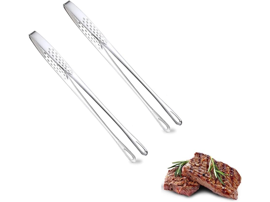 Pinça Coreana De Aço Inoxidável Para Churrasco Resistente Bifes, Carnes, Saladas, Buffets, Uso Doméstico E Ao Ar Livre