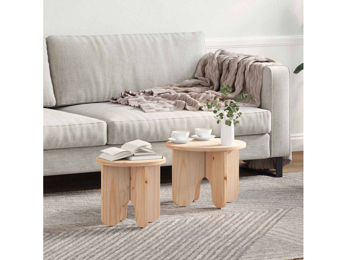 Vidaxl Mesa De Centro 2 Unid. Natural 39,5 X 39,5 X 30 Cm