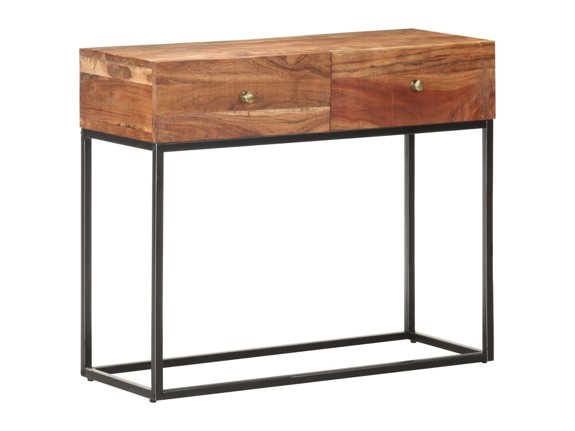 Vidaxl Mesa Consola 90x35x75 Cm Madeira De Acácia Áspera