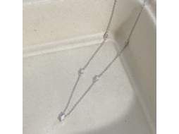 Colar com Mini Pingente em Prata 925, Cravejado com Zircônia em Forma de Olho de Cavalo, Estilo Luxo Leve e Combinável MDUG (branco Dourado)
