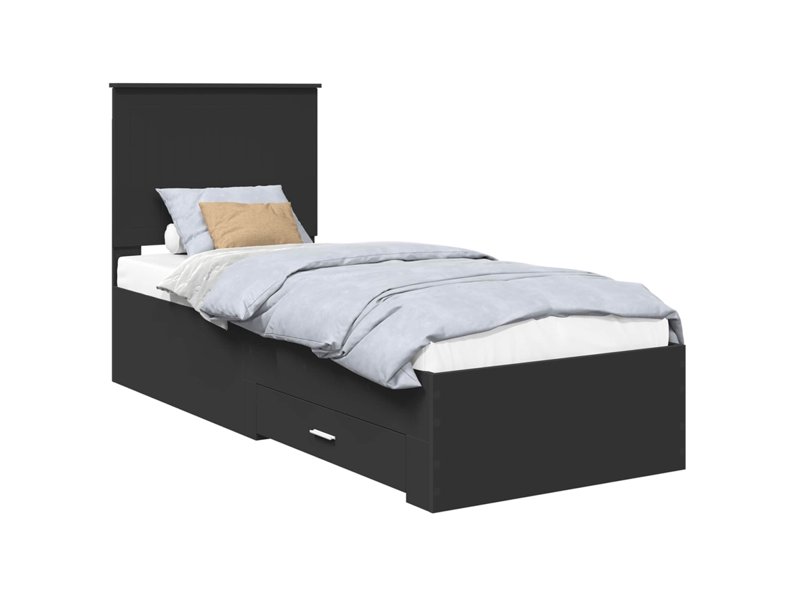 Estrutura da Cama Preto e Prata 70x190 cm Madeira Processada MAISON EXCLUSIVE