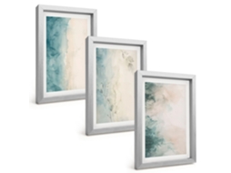 Composição De Quadros Minimalismo Em Tela Aquarela Espelharte (3 Peças 20x30 Cm)